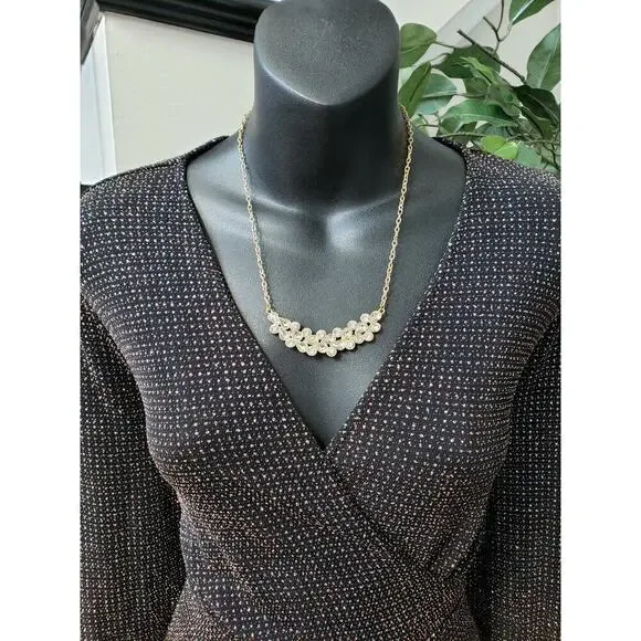 Dorothy Perkins Romper Womens Size 10 Black Glitter Long Sleeve Wrap V Neck - Picture 4 of 12